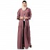 Front open abaya with a belt- Puce Pink